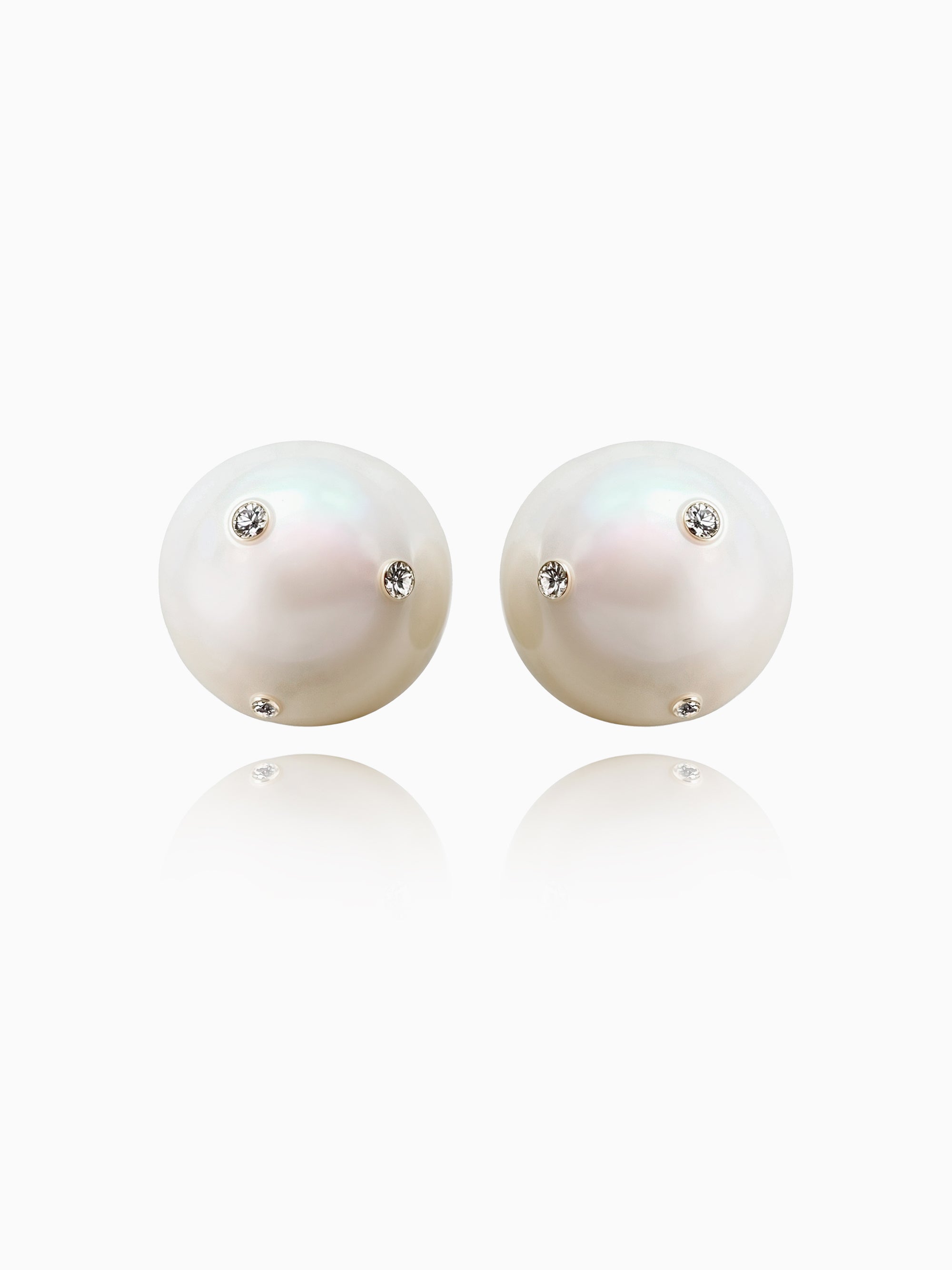 Delicate Fresh Water Pearl CZ Studs Earrings