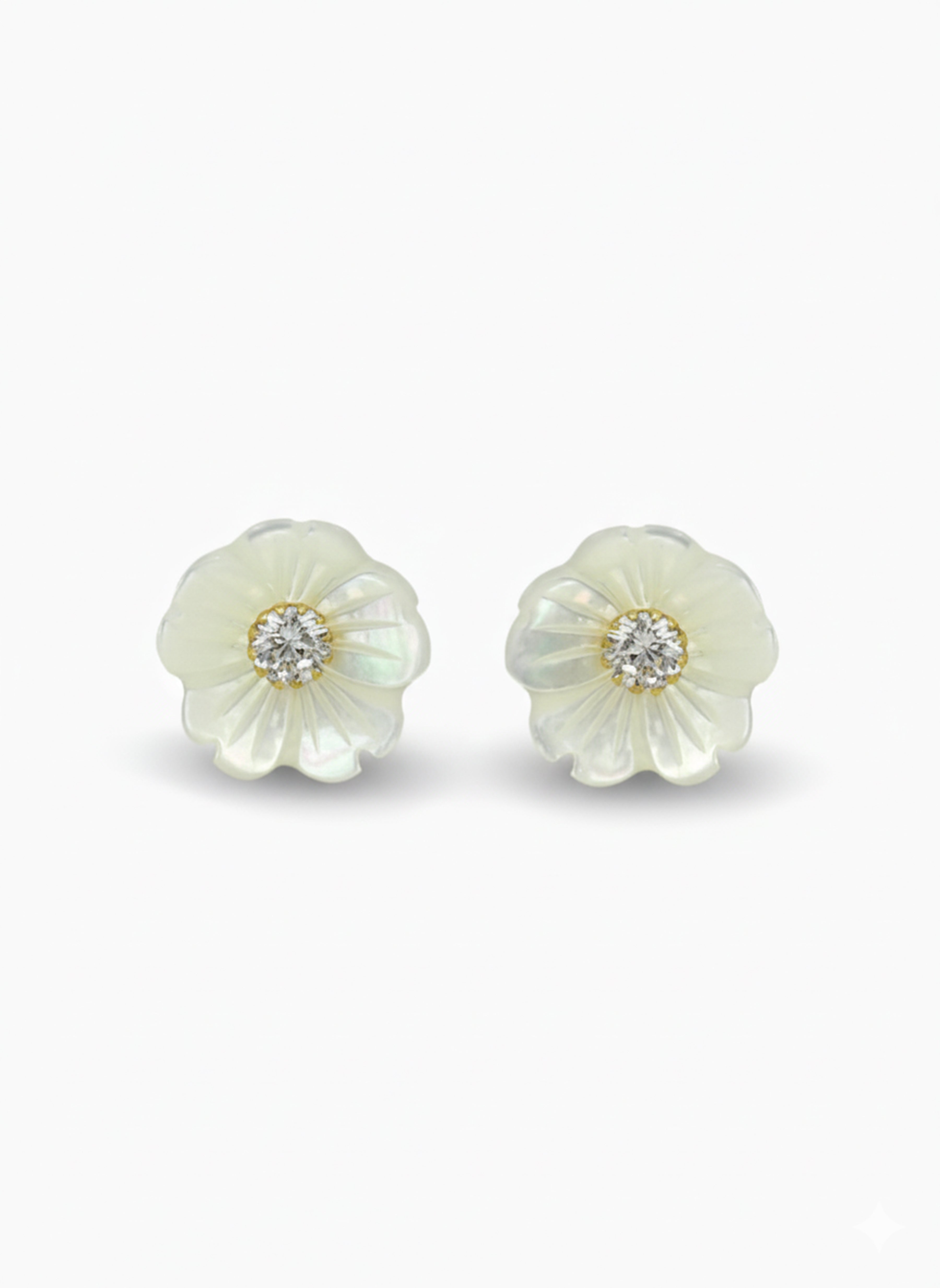 Delicate Hand-carved Mother of Pearl Flower Stud Earrings