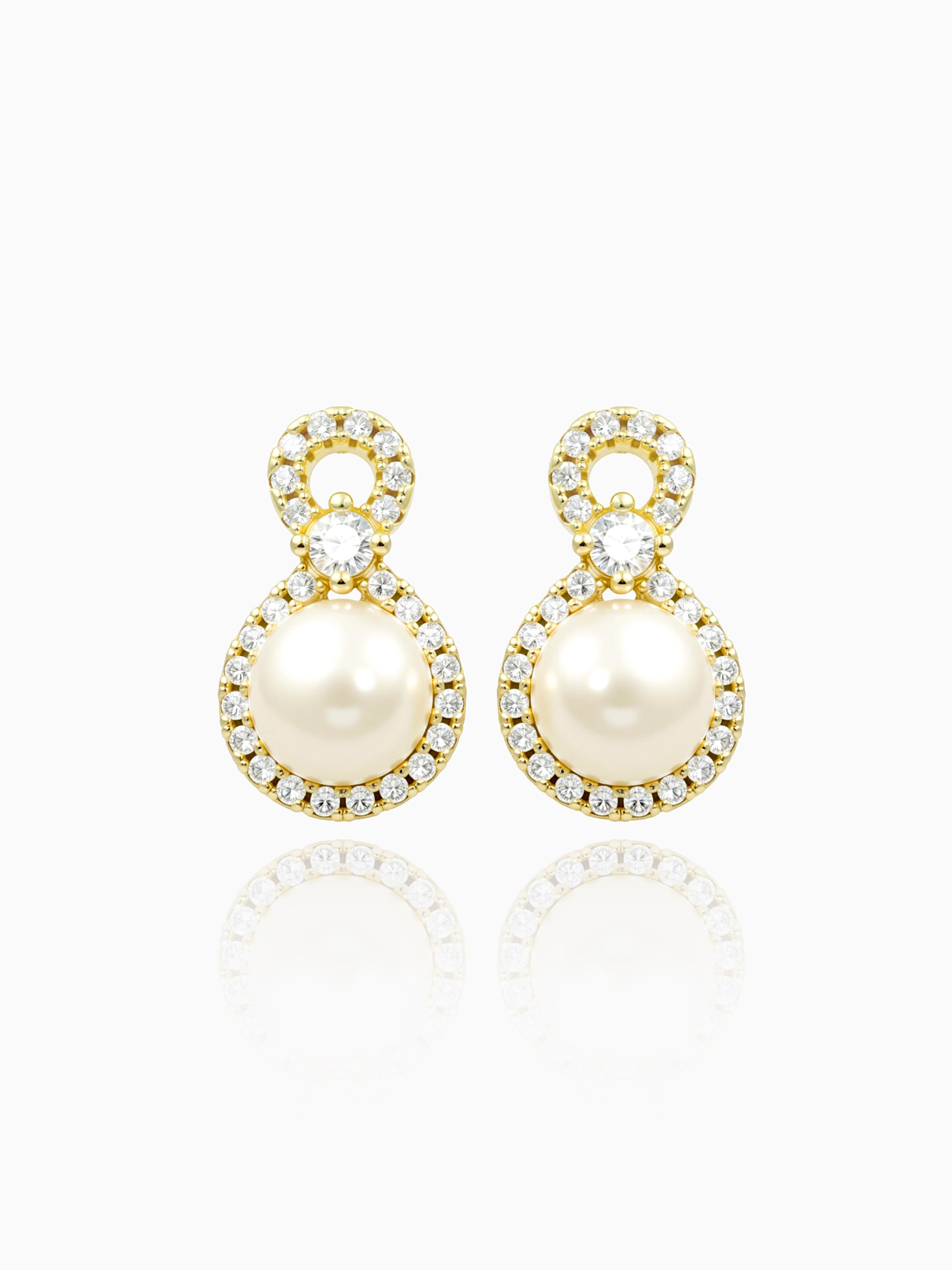 Simple 7mm Fresh Water Pearl with CZ Earrings