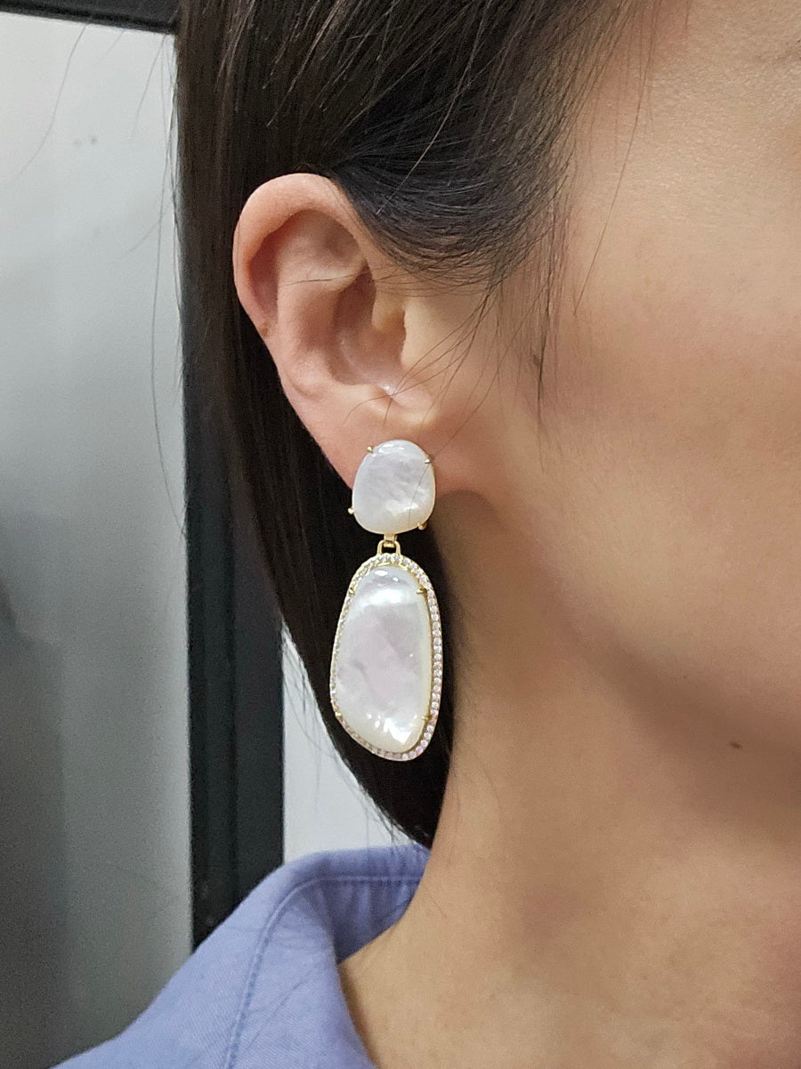 Irregular Shape Mother of Pearl Drop Earrings