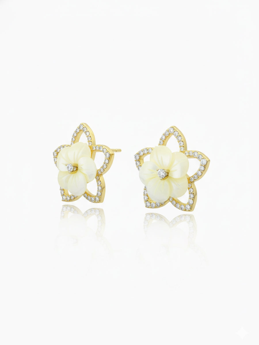 Sparkling Mother of Pearl Floral Earrings