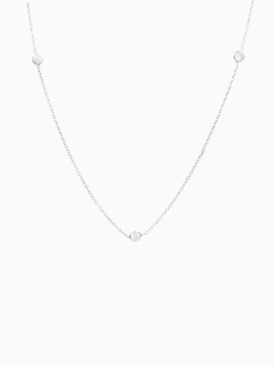 925 Silver Cubic Zirconia by Yard Chain Necklace