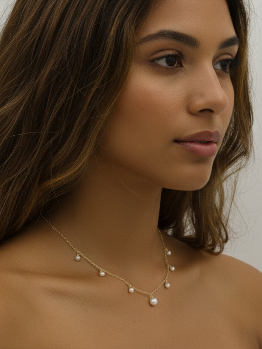 4-6mm Freshwater Pearl Dainty Droplets Necklace