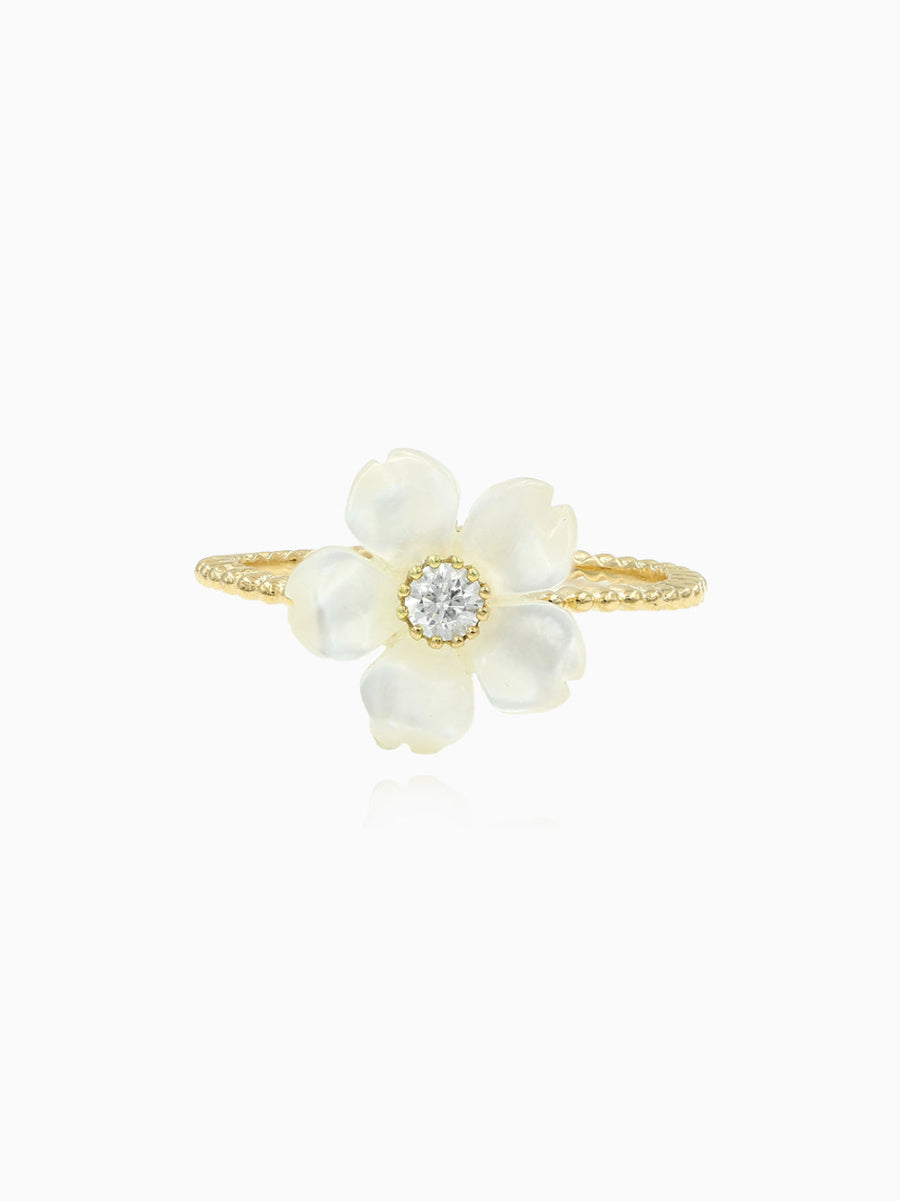 Flower Mother of Pearl with CZ Elegant Ring