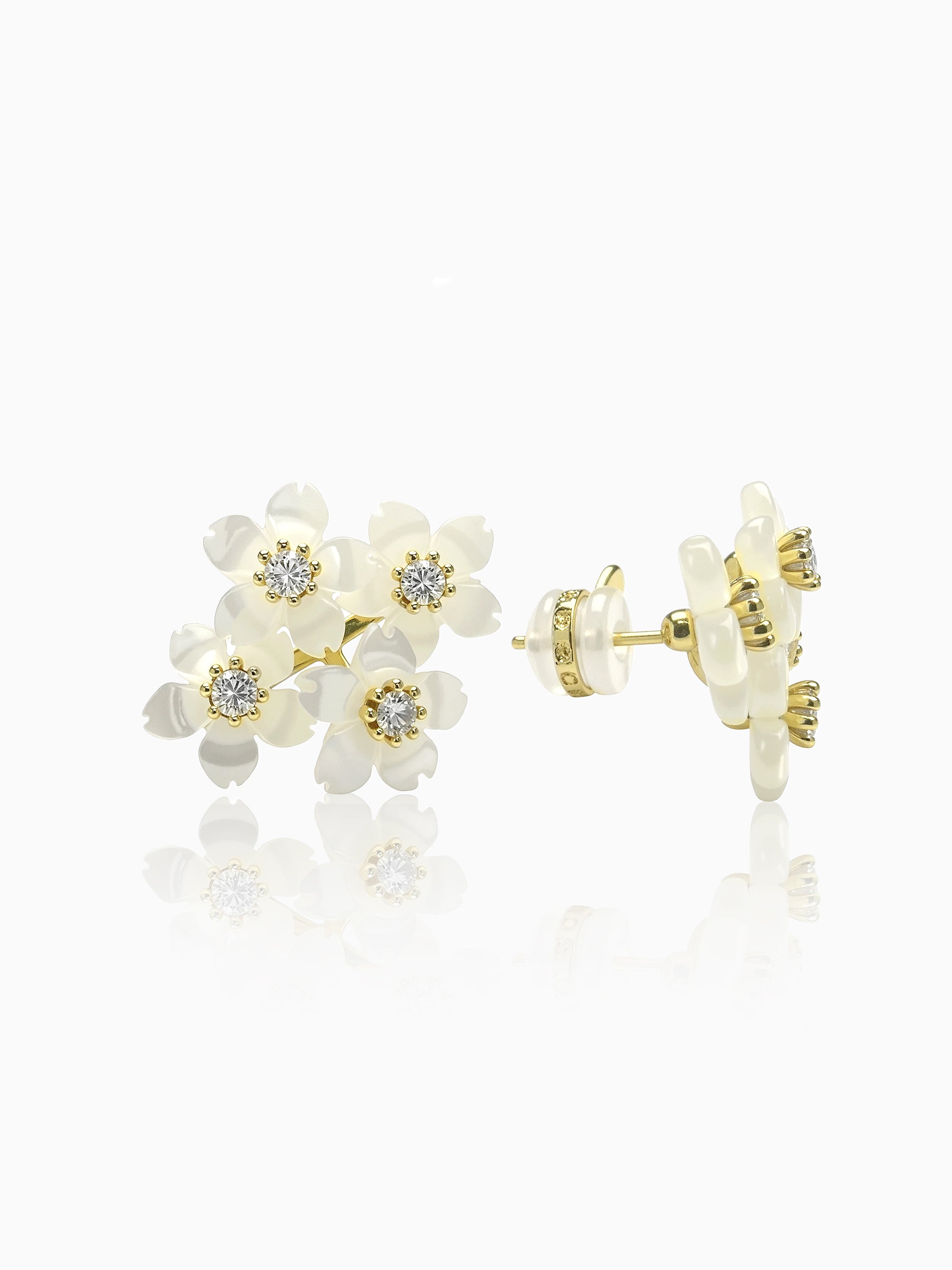 Mother of Pearl Four Flowers Earrings