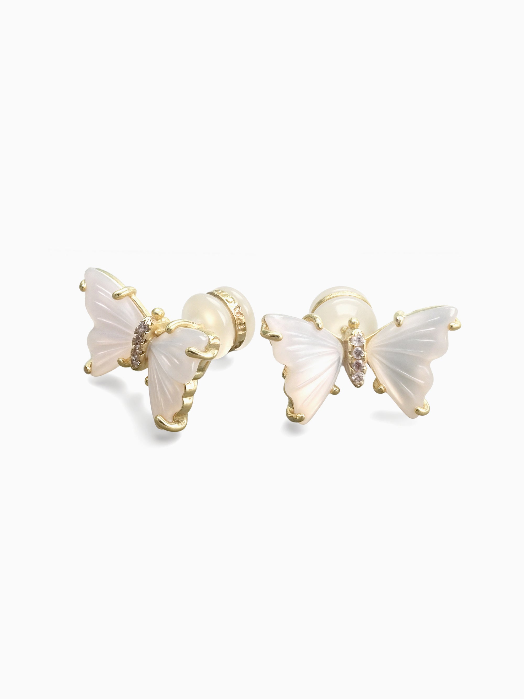 Delicate Butterfly Mother of Pearl Stud Earrings