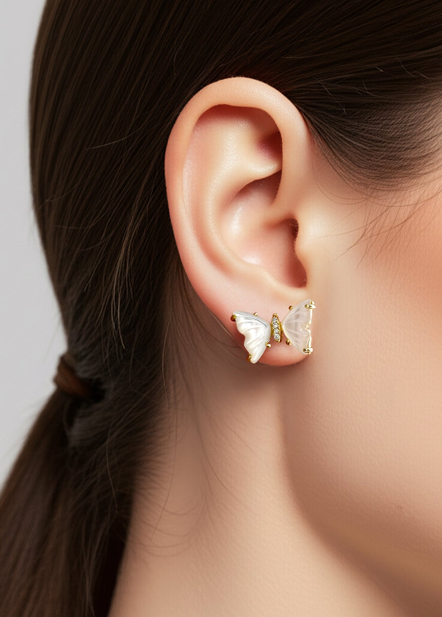 Delicate Butterfly Mother of Pearl Stud Earrings