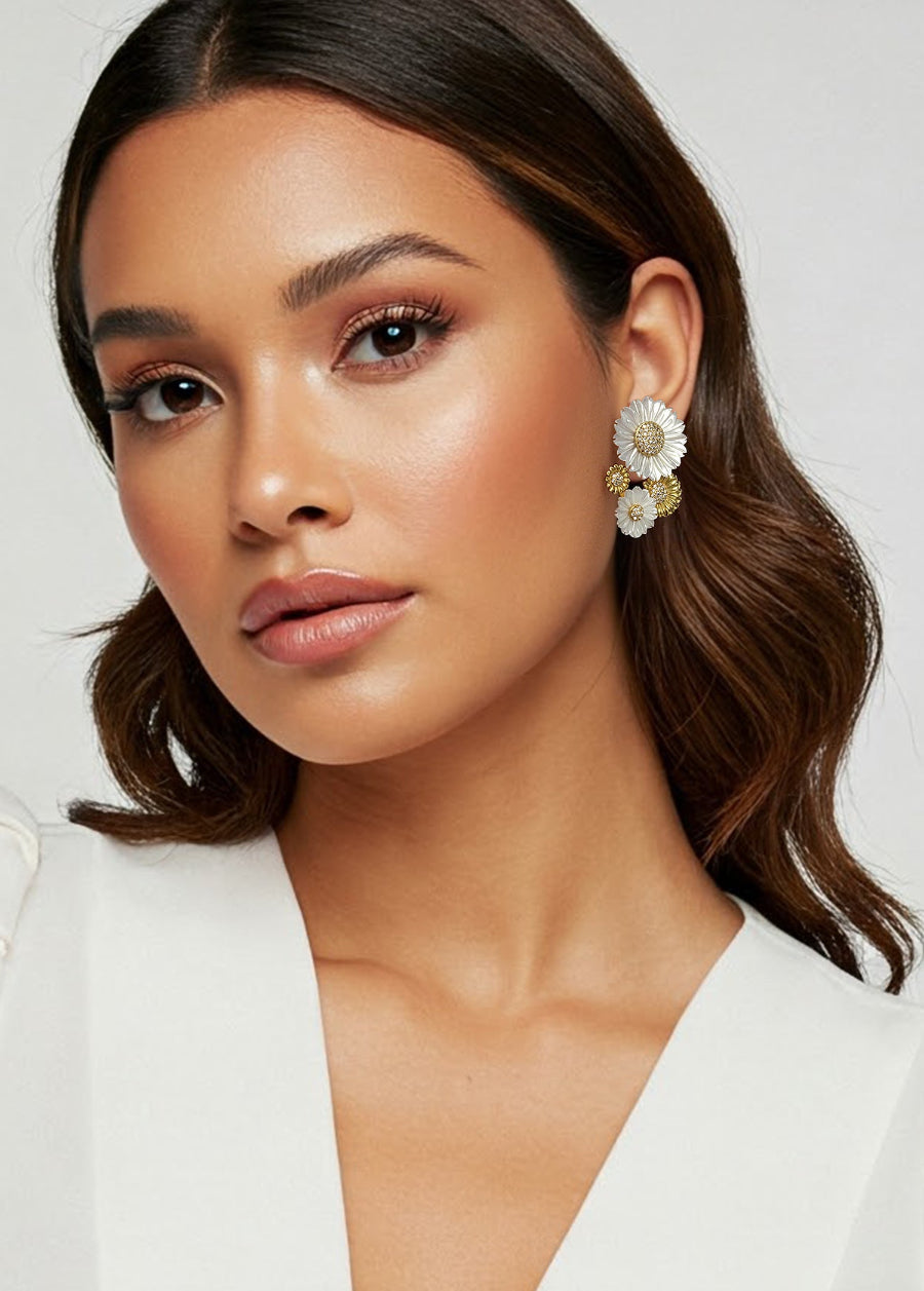 Mother of Pearl Sun Flower Earrings