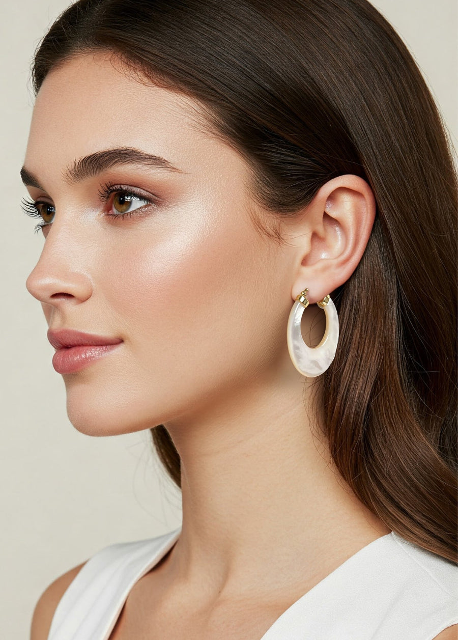 Unique Mother of Pearl Hoop Earrings