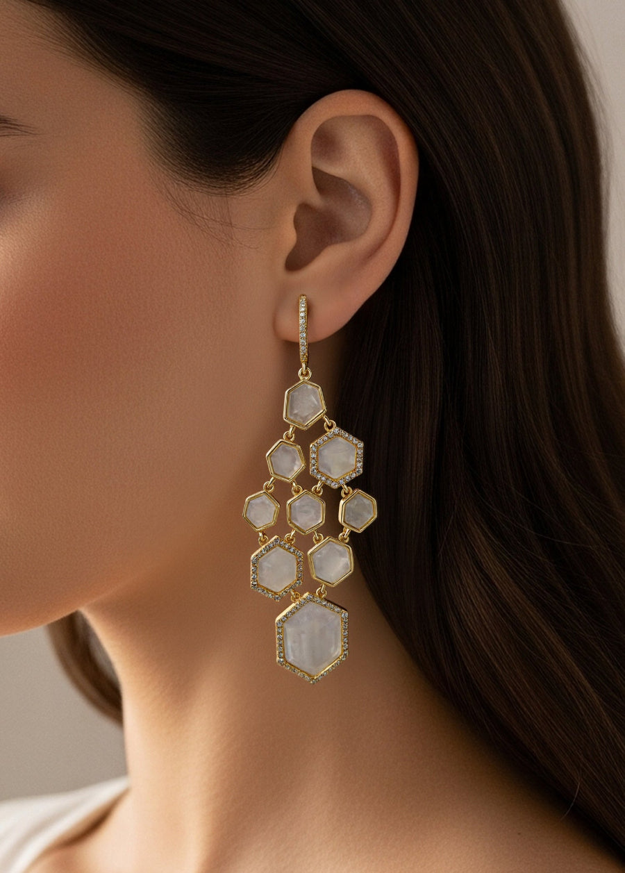 Mother of Pearl Chandelier Earrings