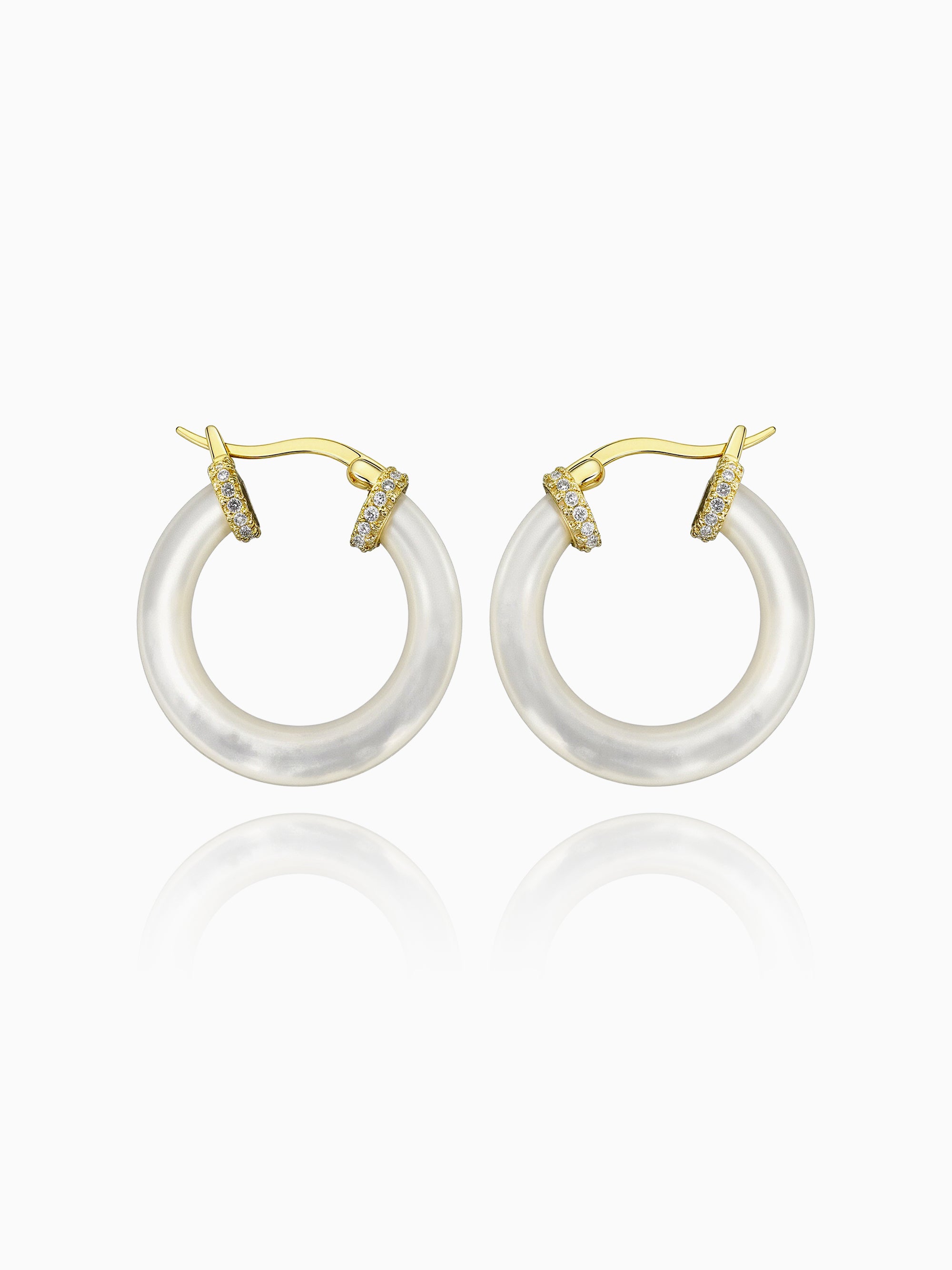 Mother of Pearl 25MM Hoop Earrings