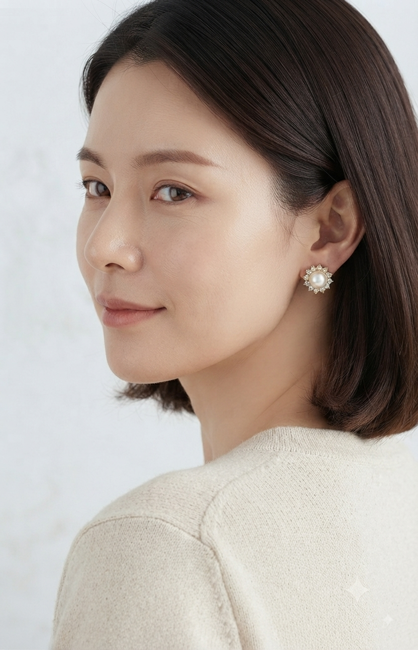 Halo Setting Fresh Water Pearl Studs Earrings