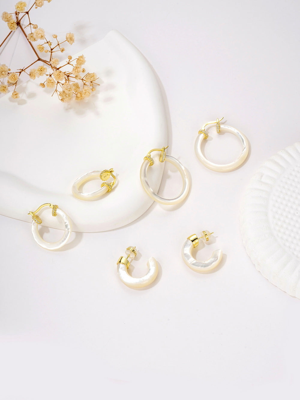 Mother of Pearl 35MM Hoop Earrings