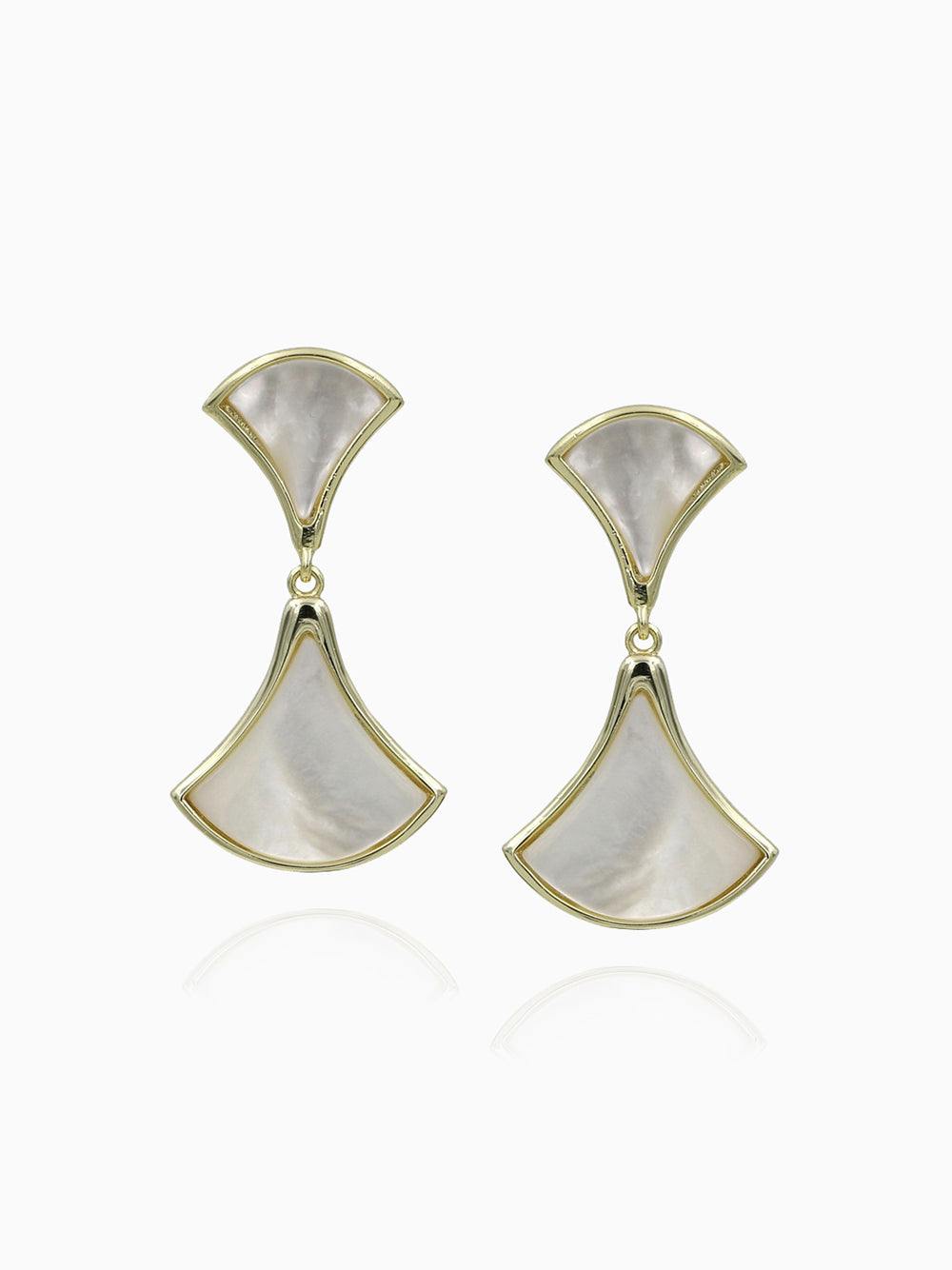 Mother of Pearl Earrings, Fan Drop Earrings, Fashion Accessories, Elegant Accessories