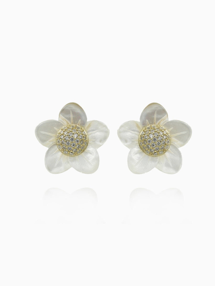 Mother of Pearl Earrings, Flower Studs, Fashion Accessories, Elegant Accessories