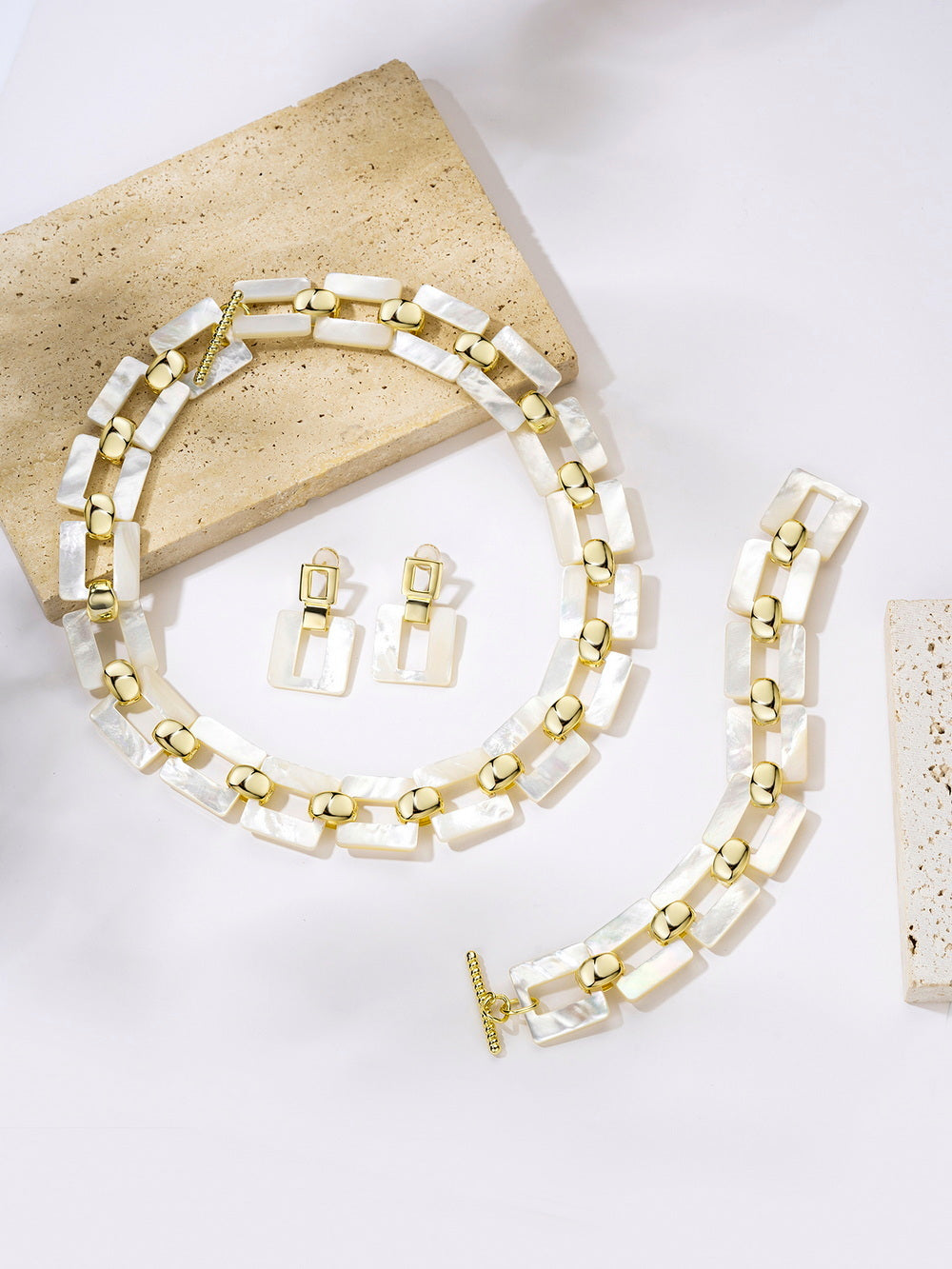 Mother of Pearl Bracelets, Square Link Bracelets Fashion Accessories, Elegant Accessories