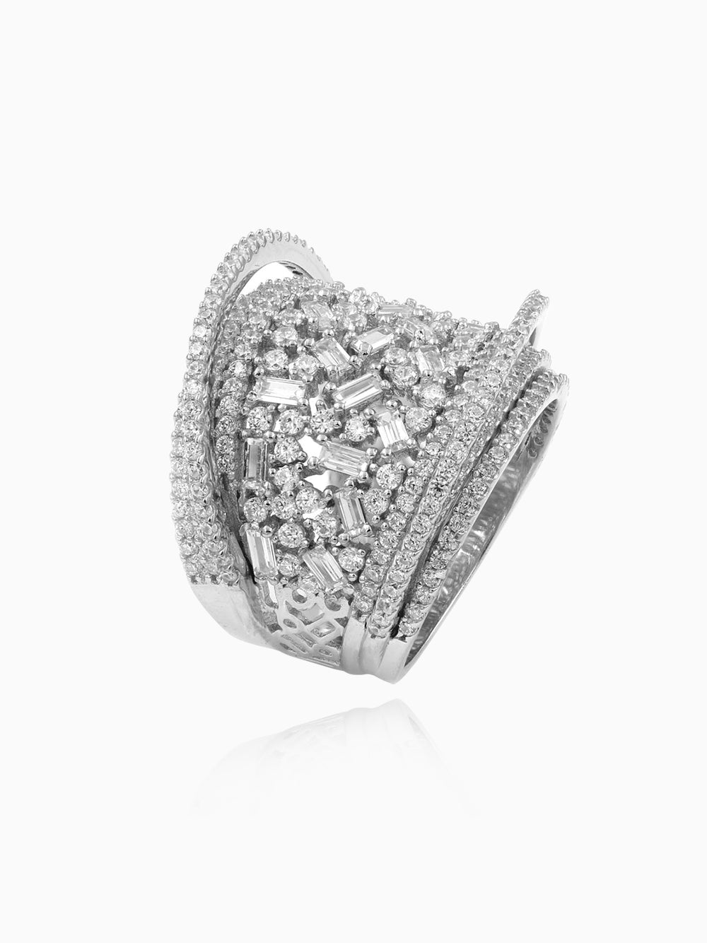 Cocktail Ring, Multi-Layer Diamond Ring, Cigar Band Ring, Fashion Accessories, Statement Ring