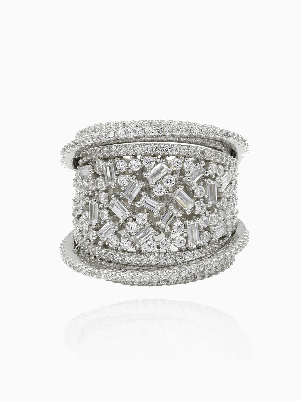 Cocktail Ring, Multi-Layer Diamond Ring, Cigar Band Ring, Fashion Accessories, Statement Ring