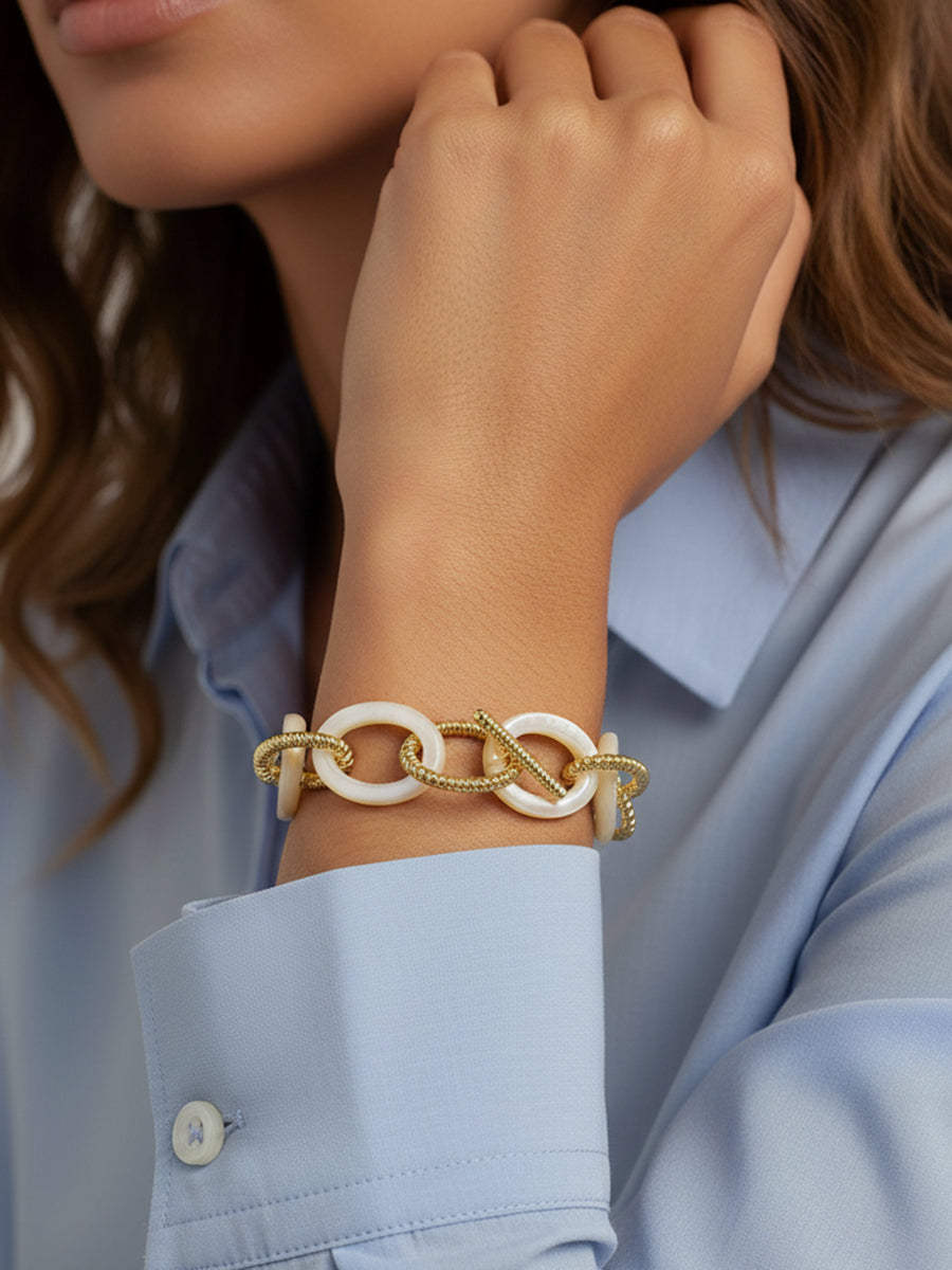 Vintage Mother of Pearl Chunky Loop Bracelet