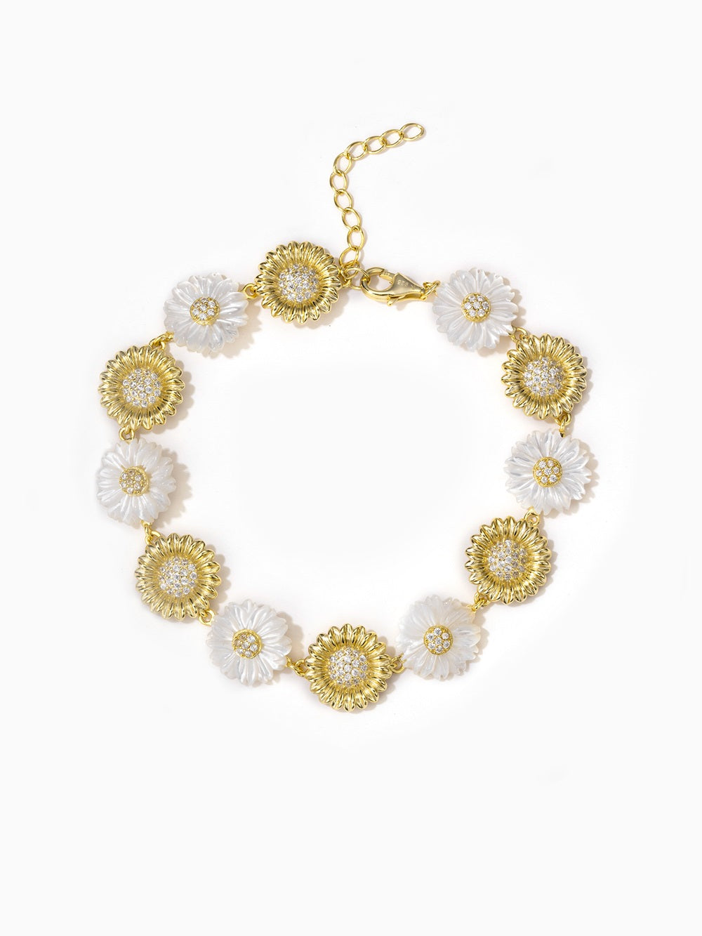 Mother of Pearl Gold Daisy Flower Bracelets