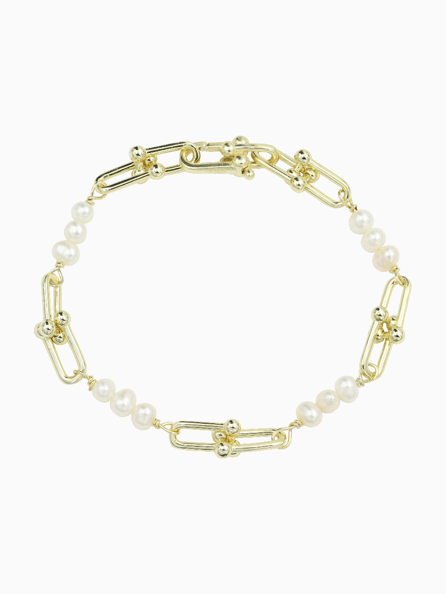 Elegant 5mm Fresh Water Pearl Link Bracelet