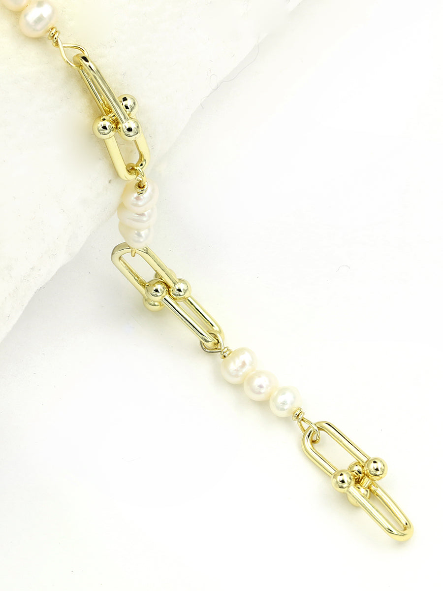 Elegant 5mm Fresh Water Pearl Link Bracelet