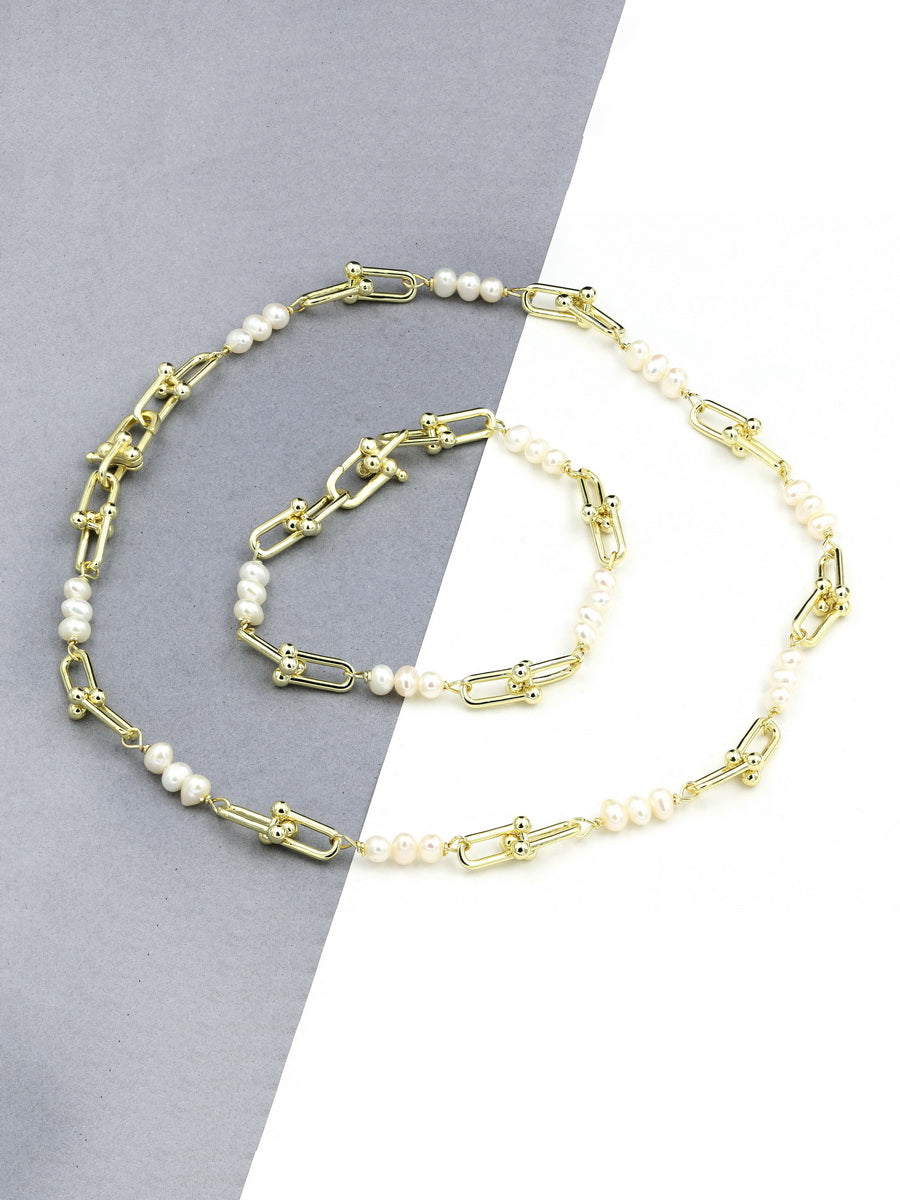 Elegant 5mm Fresh Water Pearl Link Bracelet