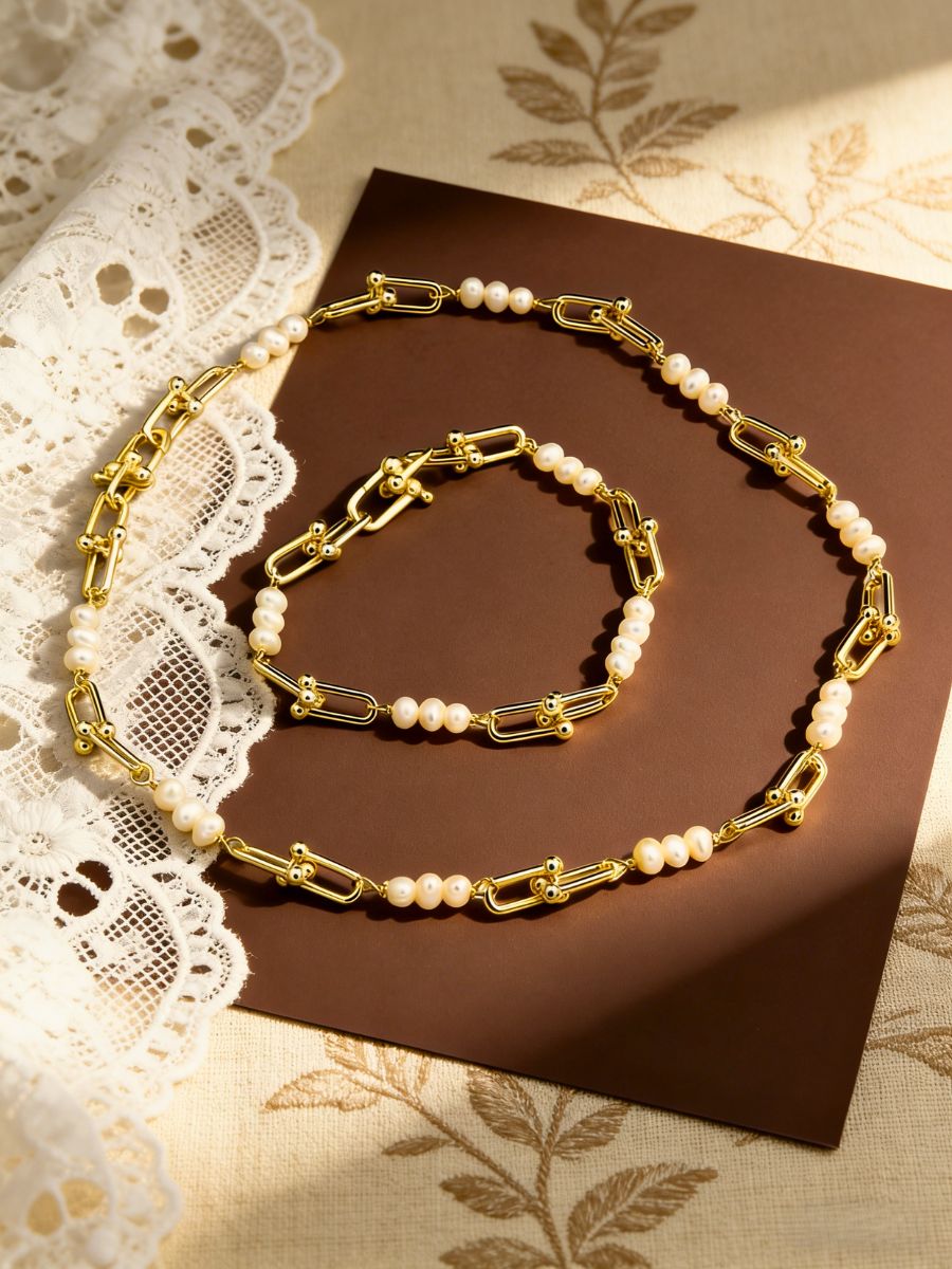 Elegant 5mm Fresh Water Pearl Link Bracelet