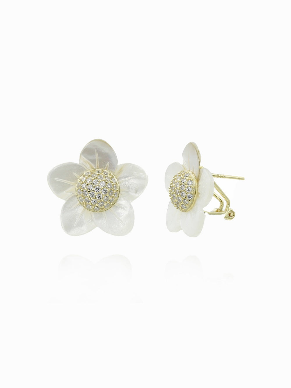 Mother of Pearl Five Point Flower Studs Earrings