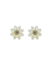 Load image into Gallery viewer, Carved MOP Flower with CZ Center Studs Earrings
