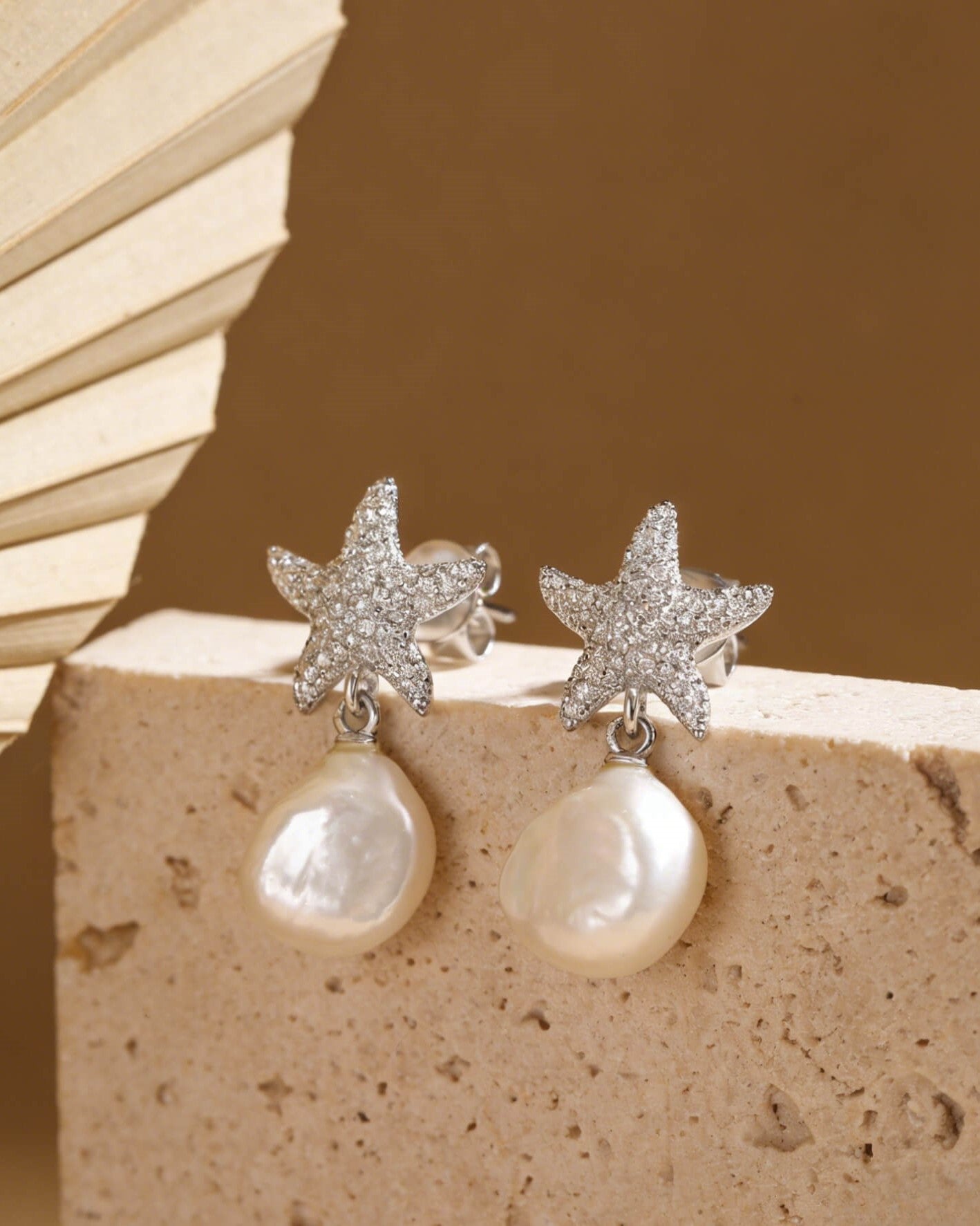 Starfish Fresh Water Pearl Drop Earrings