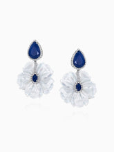 Load image into Gallery viewer, Synthetic Ruby/Blue/White/Green Stone Mother of Pearl Flower Earrings
