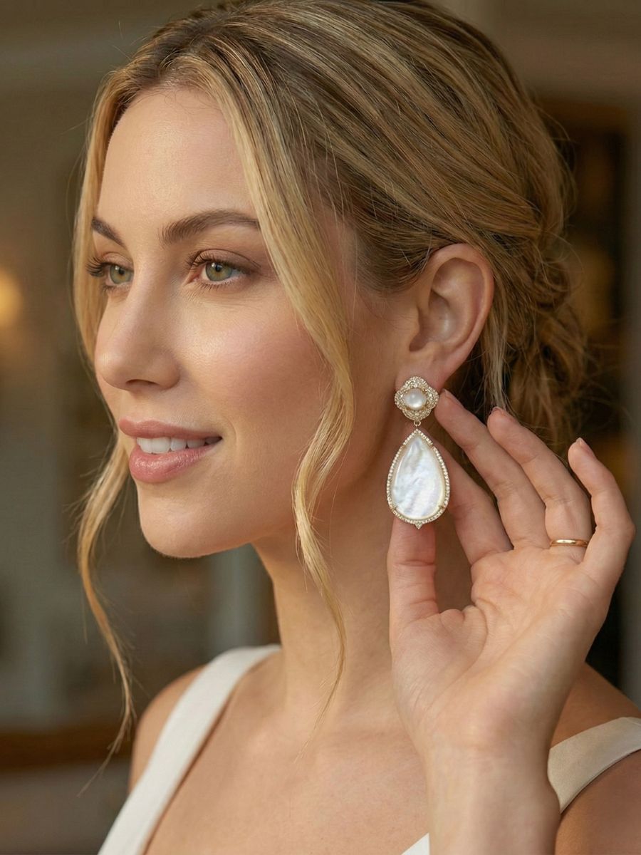 Dainty Tear Drop Mother of Pearl Earrings