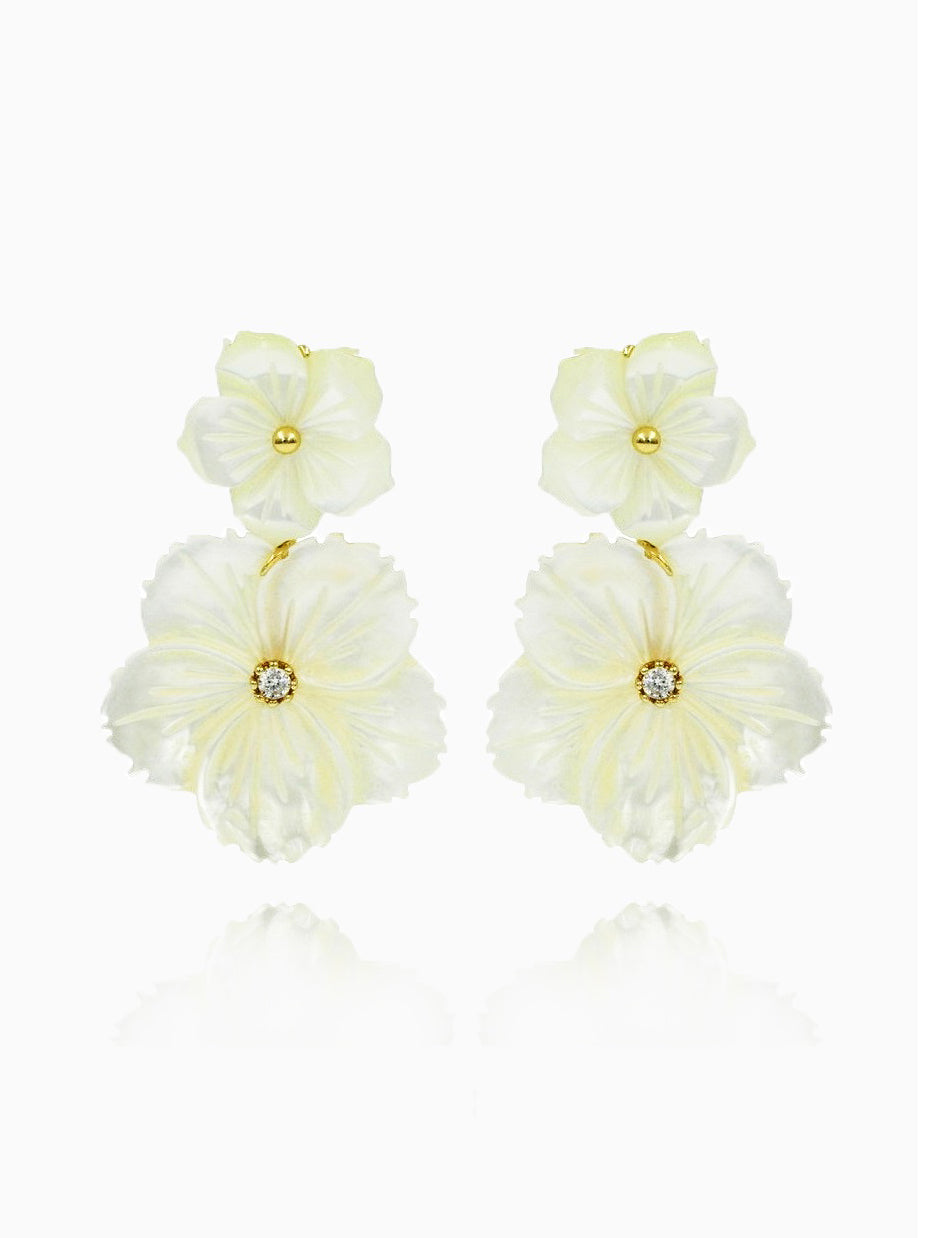 Double Flower Dangle Earrings