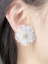 Load image into Gallery viewer, Mother of Pearl Carved Flower Studs Earrings
