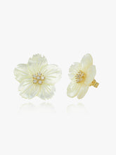 Load image into Gallery viewer, Mother of Pearl Carved Flower Studs Earrings
