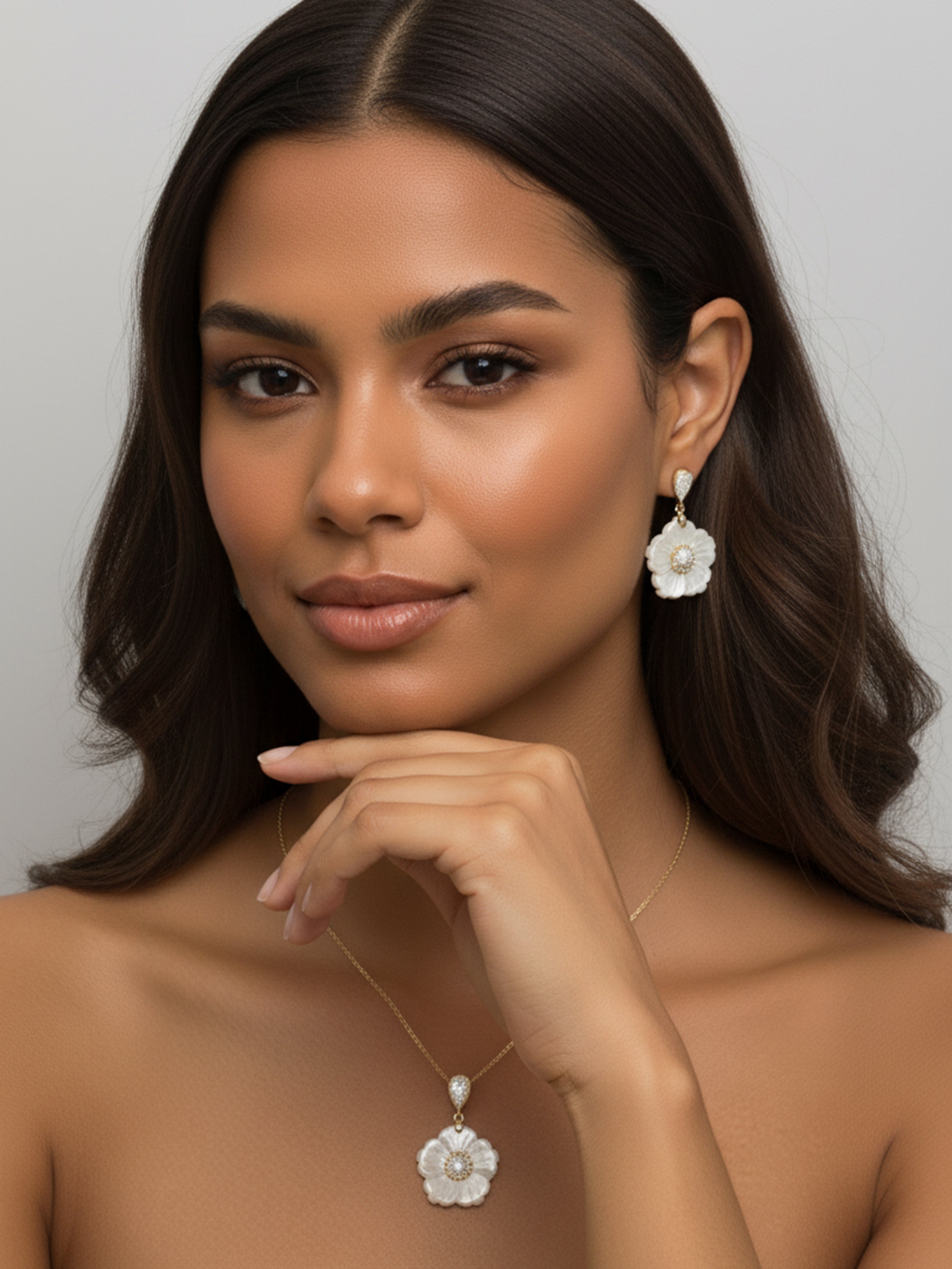 MOP Flower Dangle Earrings