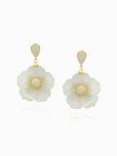 Load image into Gallery viewer, White Flower Dangle Earrings
