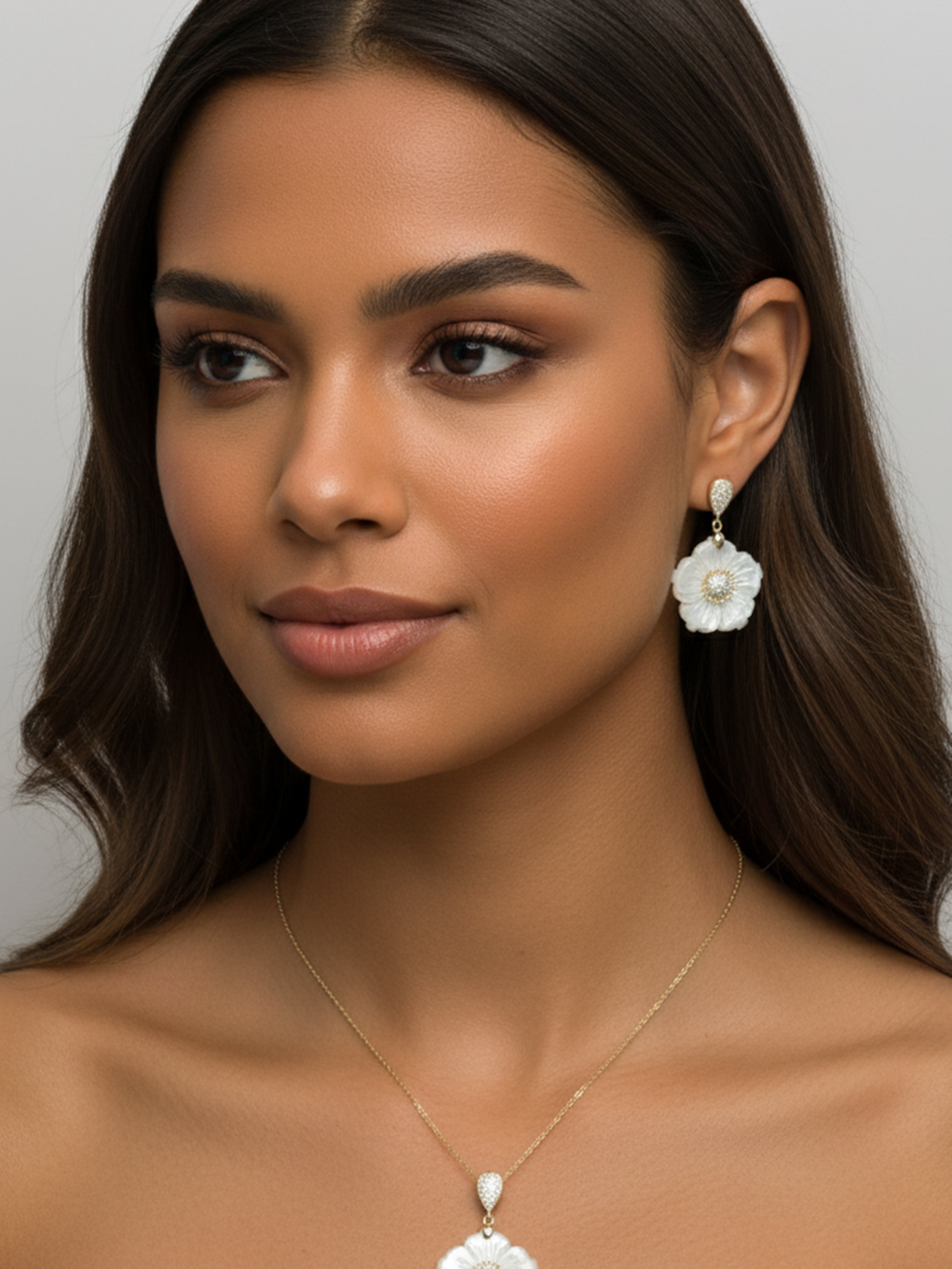 MOP Flower Dangle Earrings