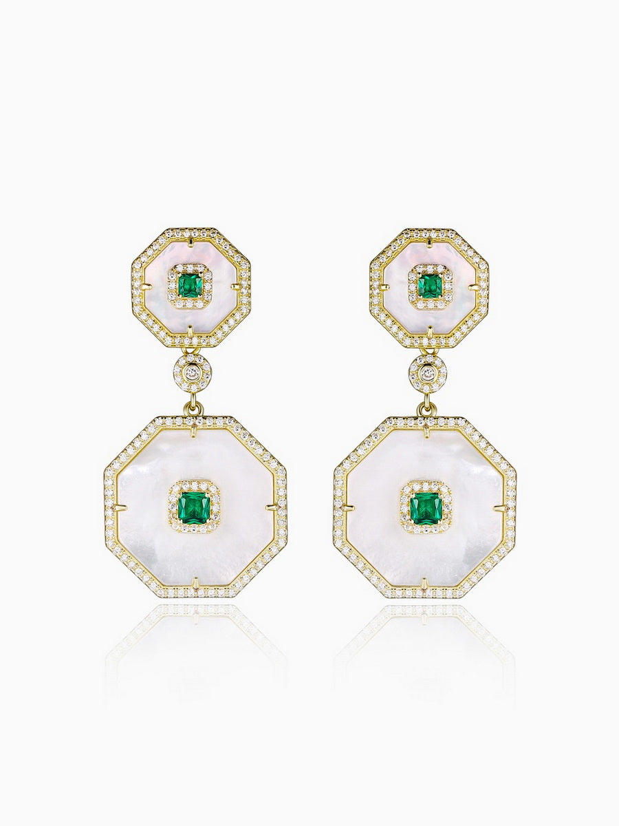 Magnificent Mother of Pearl Octagon Dangle Earrings