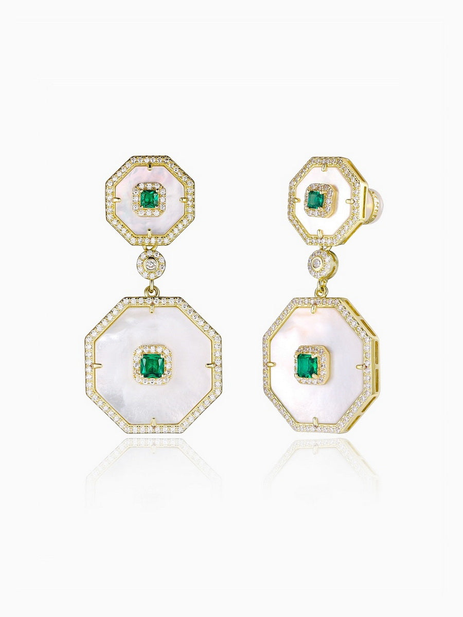 Magnificent Mother of Pearl Octagon Dangle Earrings