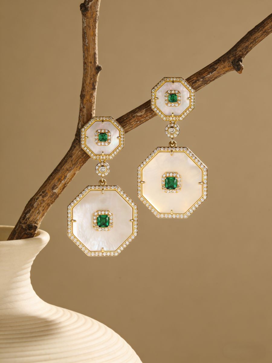 Magnificent Mother of Pearl Octagon Dangle Earrings