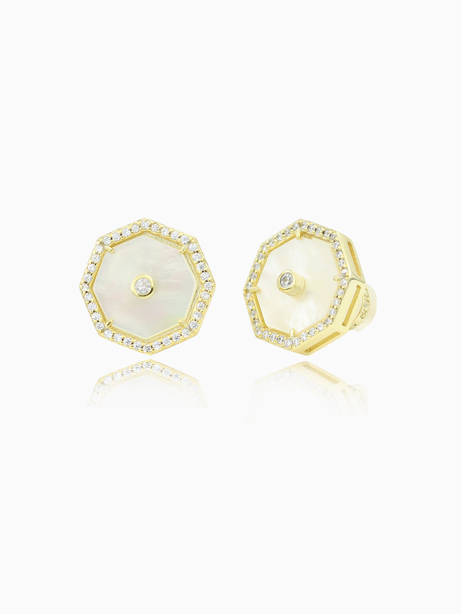 Mother of Pearl Octagon Stud Earrings