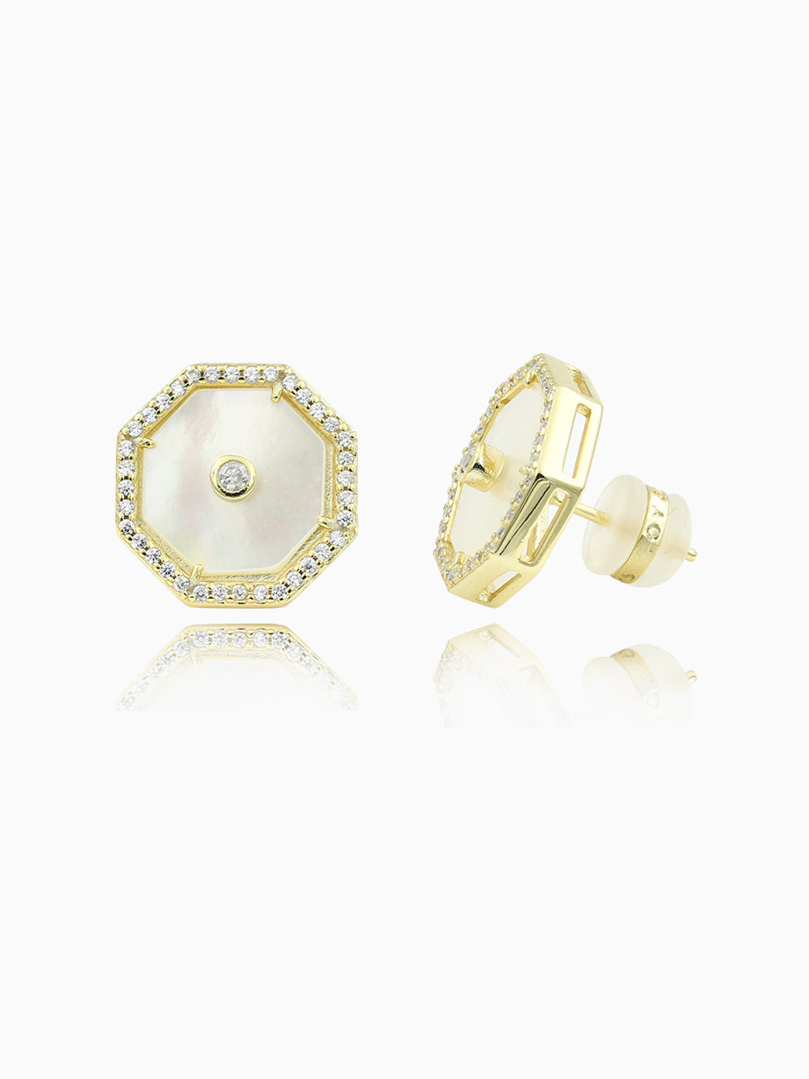 Mother of Pearl Octagon Stud Earrings