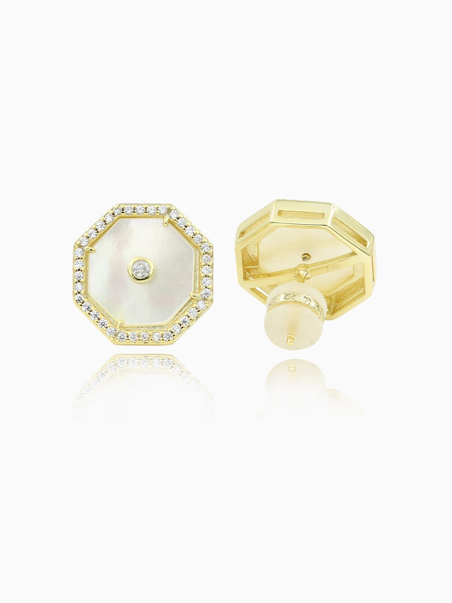 Mother of Pearl Octagon Stud Earrings