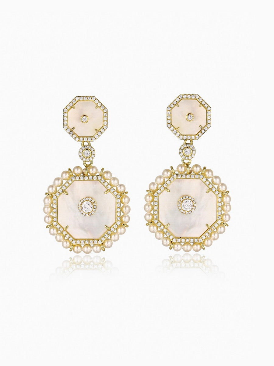 Mother of Pearl Octagon Dangle Earrings