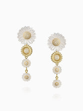 Load image into Gallery viewer, Mother of Pearl Gold Daisy Flower Earrings
