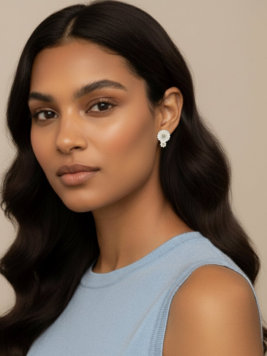 Elegant Floral Mother of Pearl Earrings