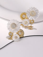 Load image into Gallery viewer, Mother of Pearl Double Sun Flower Earrings
