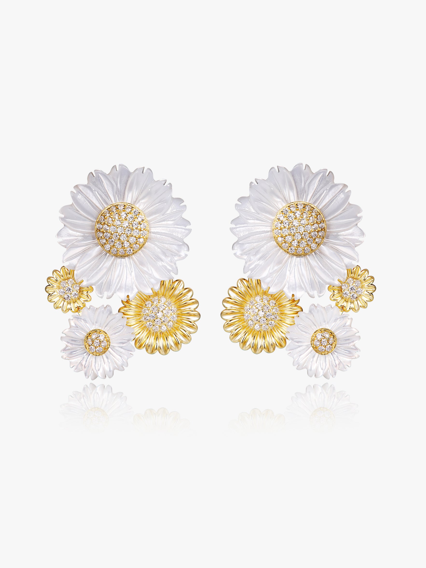 Mother of Pearl Sun Flower Earrings